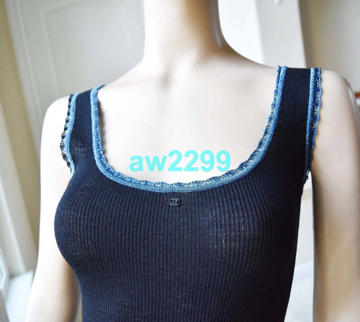 CHANEL 02A MOST WANTED DRESS CC LOGO 36 NEW BLUE AND BLACK