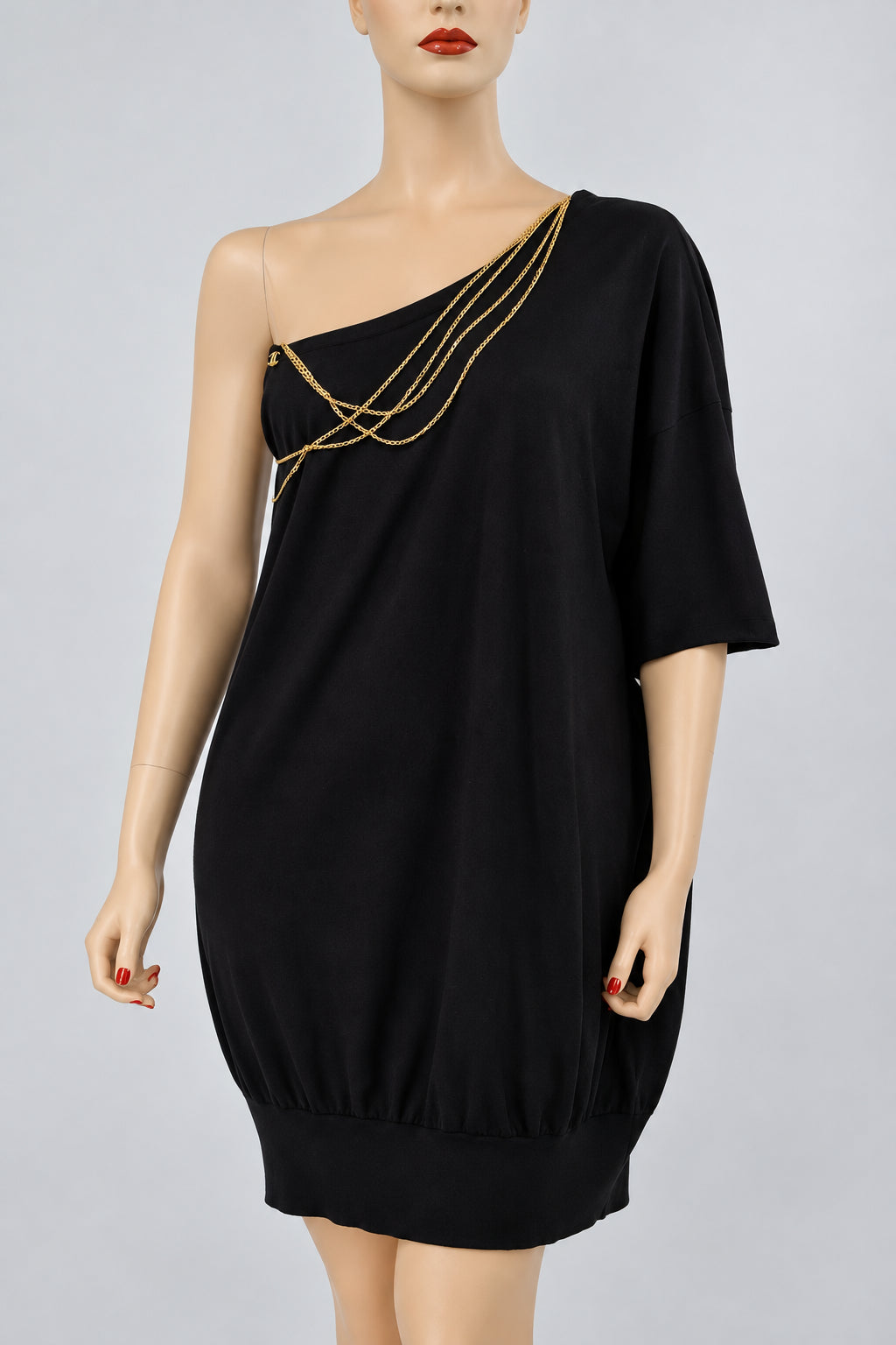 Chanel 08P New Most Wanted Chain-Embellished Cashmere CC Logo Dress 38 Black