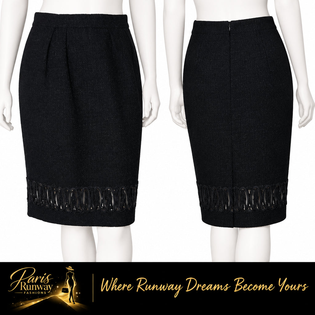 Chanel 09P $2,035 NWT Most Wanted 2009 Appliqué Tweed Skirt 40 New