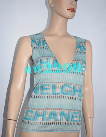 CHANEL 05p 2005 Logo Blouse Top New 36