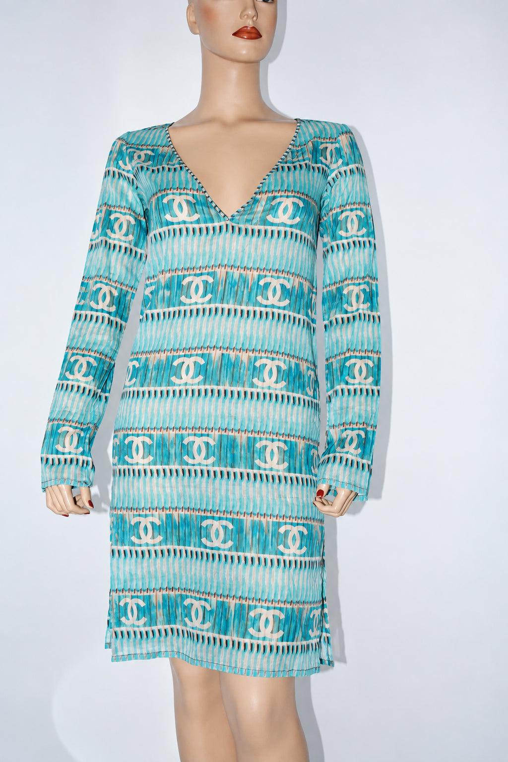 CHANEL 05p 2005 Logo Dress Cover Up Fr 34 36 New