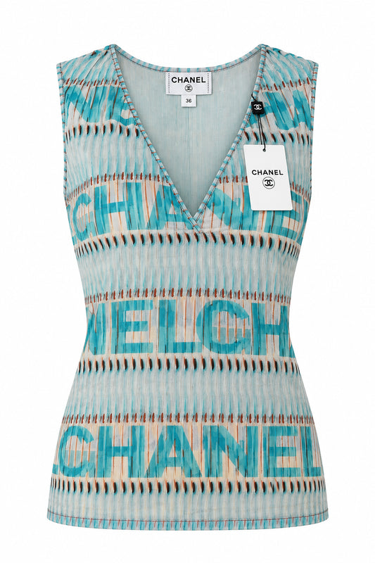 CHANEL 05p 2005 Logo Blouse Top New 36