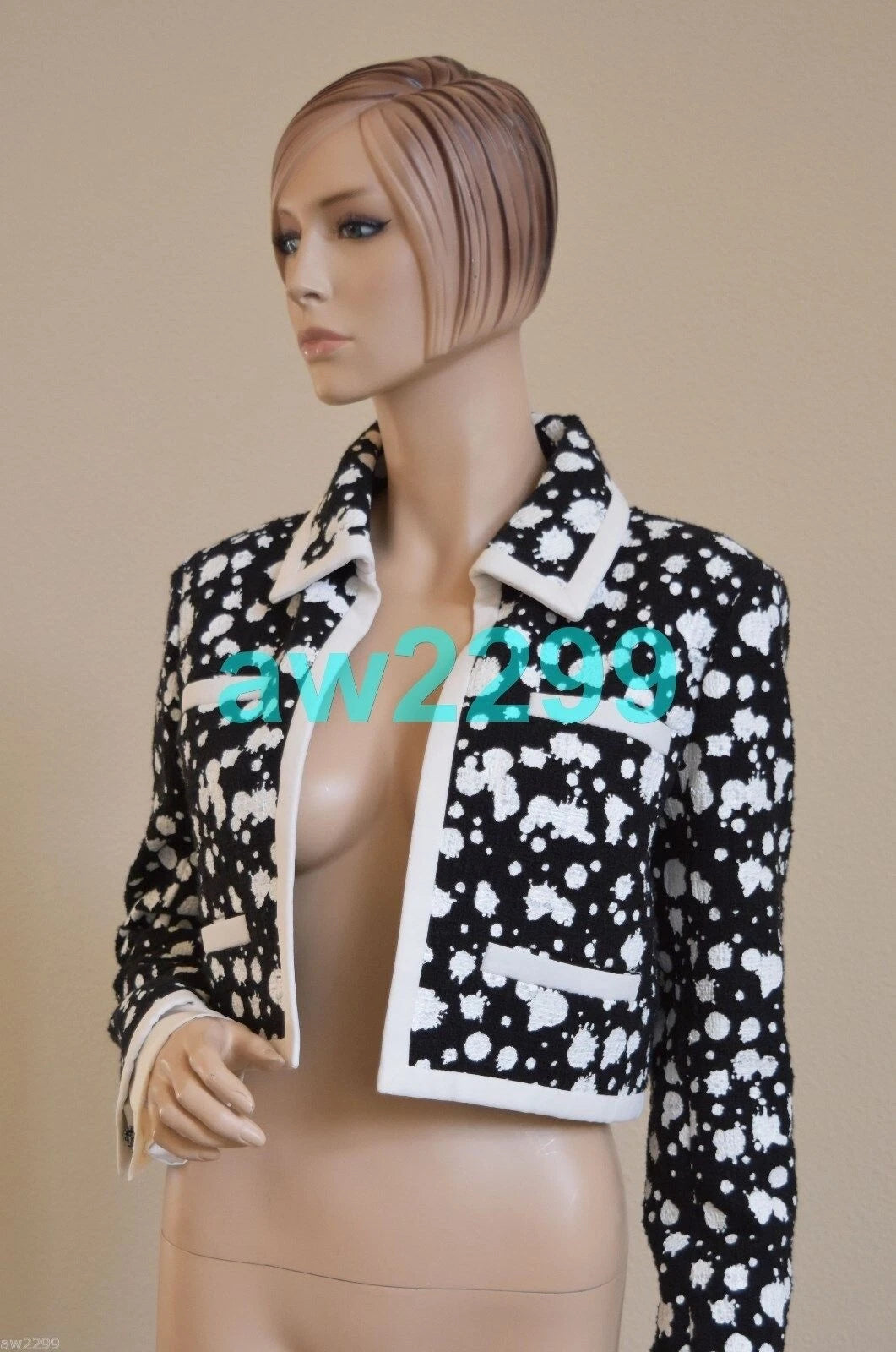 Chanel $6200 Nwt Spring 2015 Painted Tweed Runway Jacket Coat 38 Cc Logo New