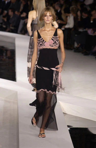 chanel 03P NWT $8,980 ICONIC MOST WANTED BEADED RUNWAY MAXI DRESS BLACK 36 38