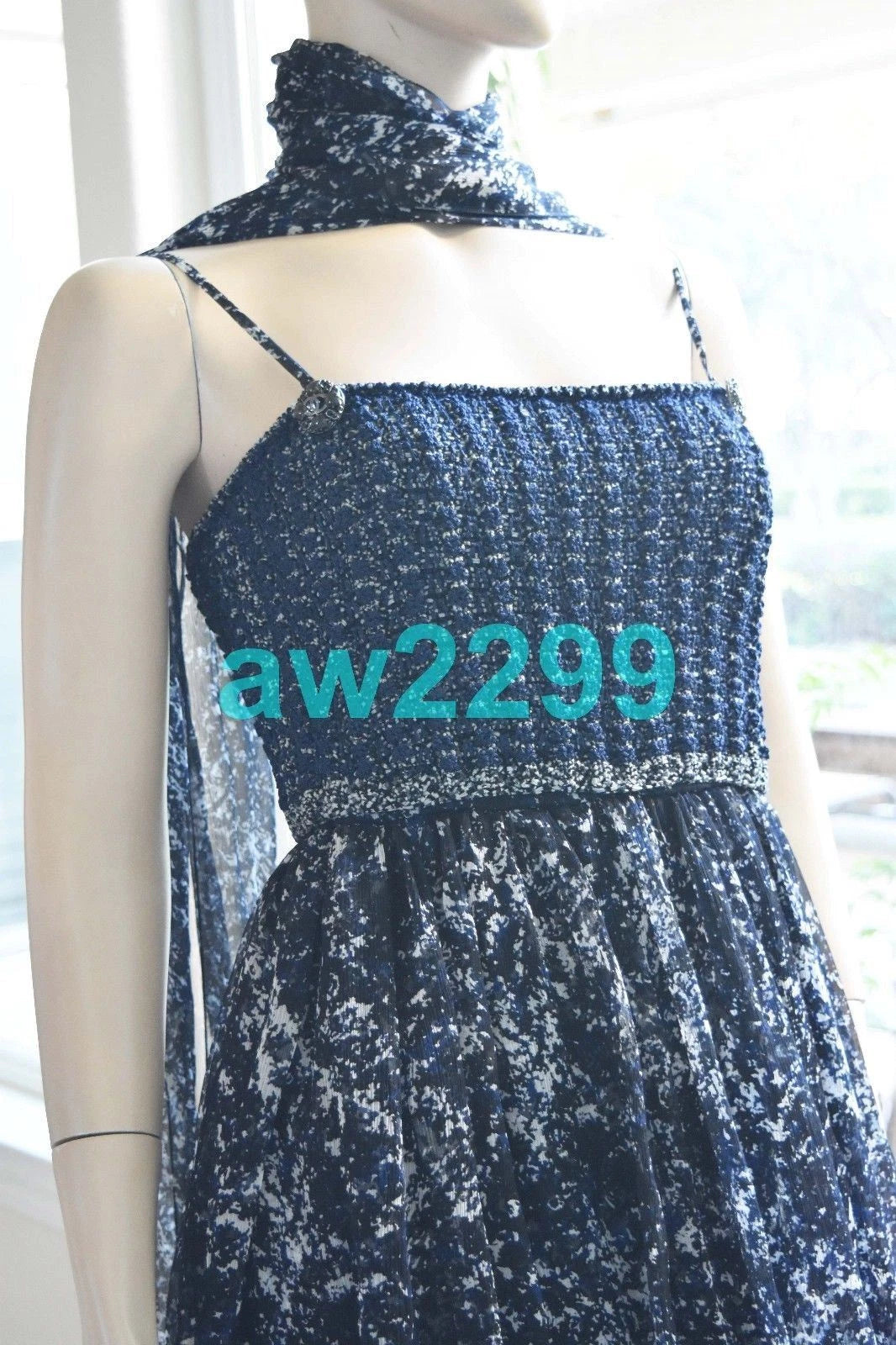 CHANEL most wanted rare 2 piece cc logo full length dress 40 scarf