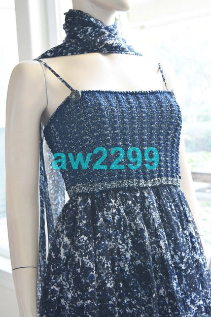 CHANEL most wanted rare 2 piece cc logo full length dress 40 scarf