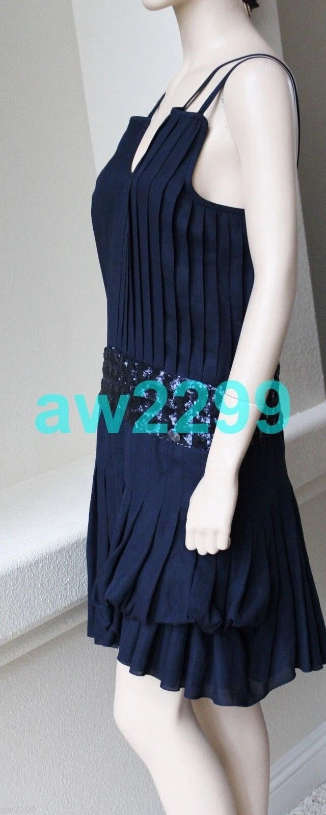 NWT CHANEL $8200 MOST WANTED ASYMMETRICAL 2014 PLEATED SLIP DRESS CC LOGO 36 NEW