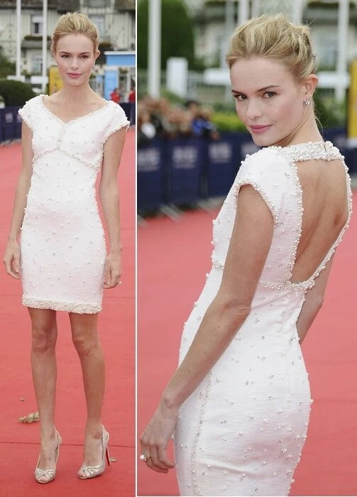 Chanel Rare Most Wanted Faux Pearls & Crystal Embellished Runway Dress Fr 42 New
