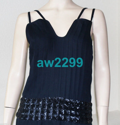 NWT CHANEL $8200 MOST WANTED ASYMMETRICAL 2014 PLEATED SLIP DRESS CC LOGO 36 NEW