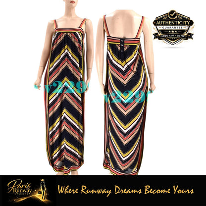 Chanel 08C 2008 Runway Maxi Striped Dress Hard To Find Fr 36 38 Multi New
