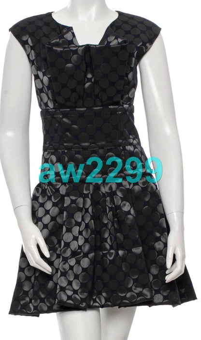 Chanel 14P $5850 Nwt Authentic Most Wanted 2014 Polka Dot Dress 36 Cc Logo Navy