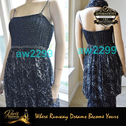CHANEL most wanted rare 2 piece cc logo full length dress 40 scarf