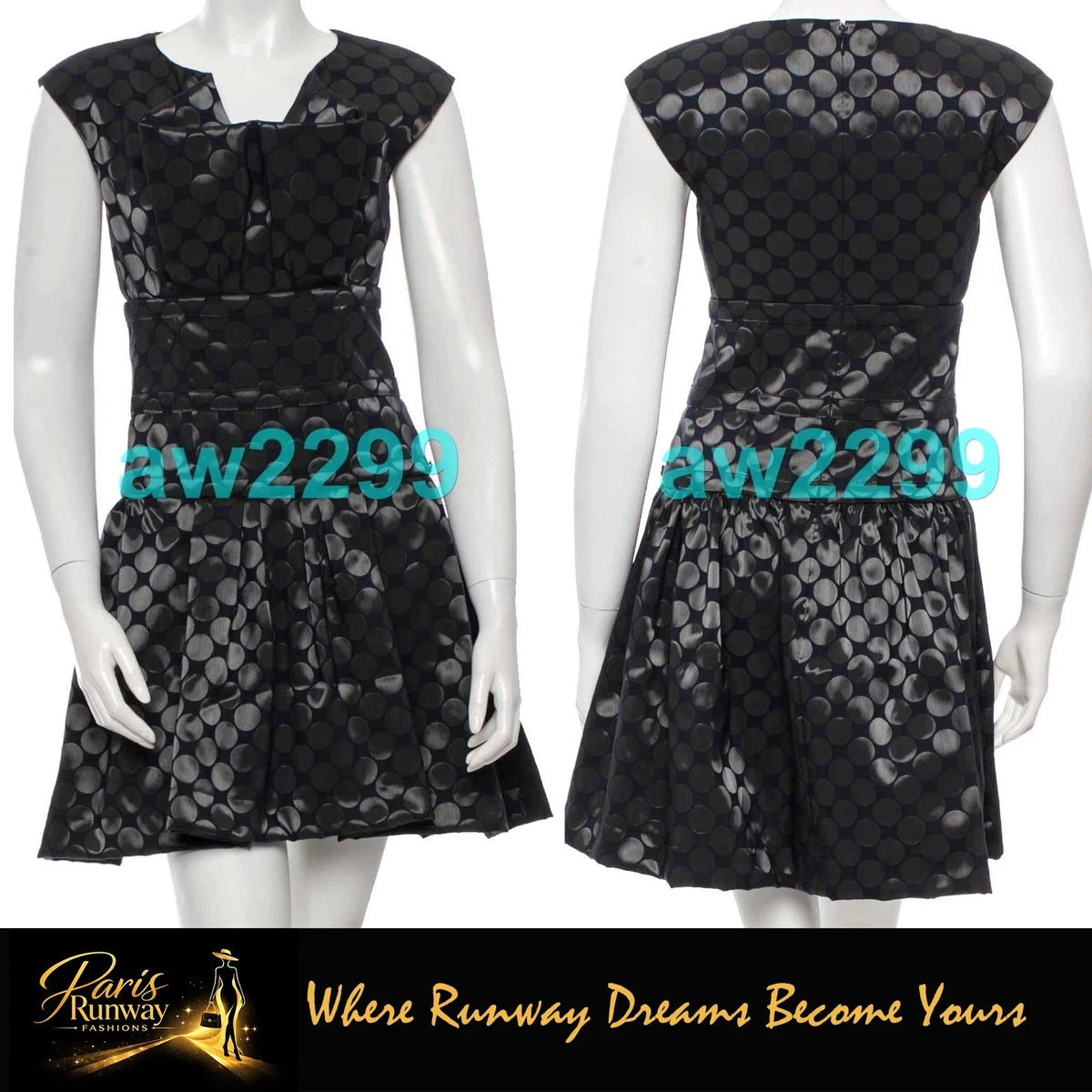 Chanel 14P $5850 Nwt Authentic Most Wanted 2014 Polka Dot Dress 36 Cc Logo Navy