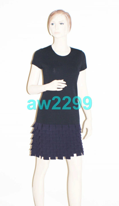 CHANEL MOST WANTED CAP SLEEVE UNIQUE HEM DRESS BLACK & NAVY FR 40 NEW