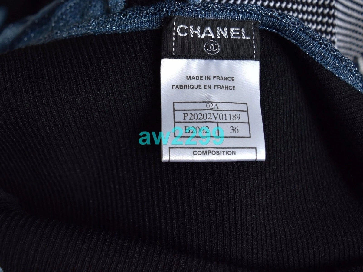 CHANEL 02A MOST WANTED DRESS CC LOGO 36 NEW BLUE AND BLACK