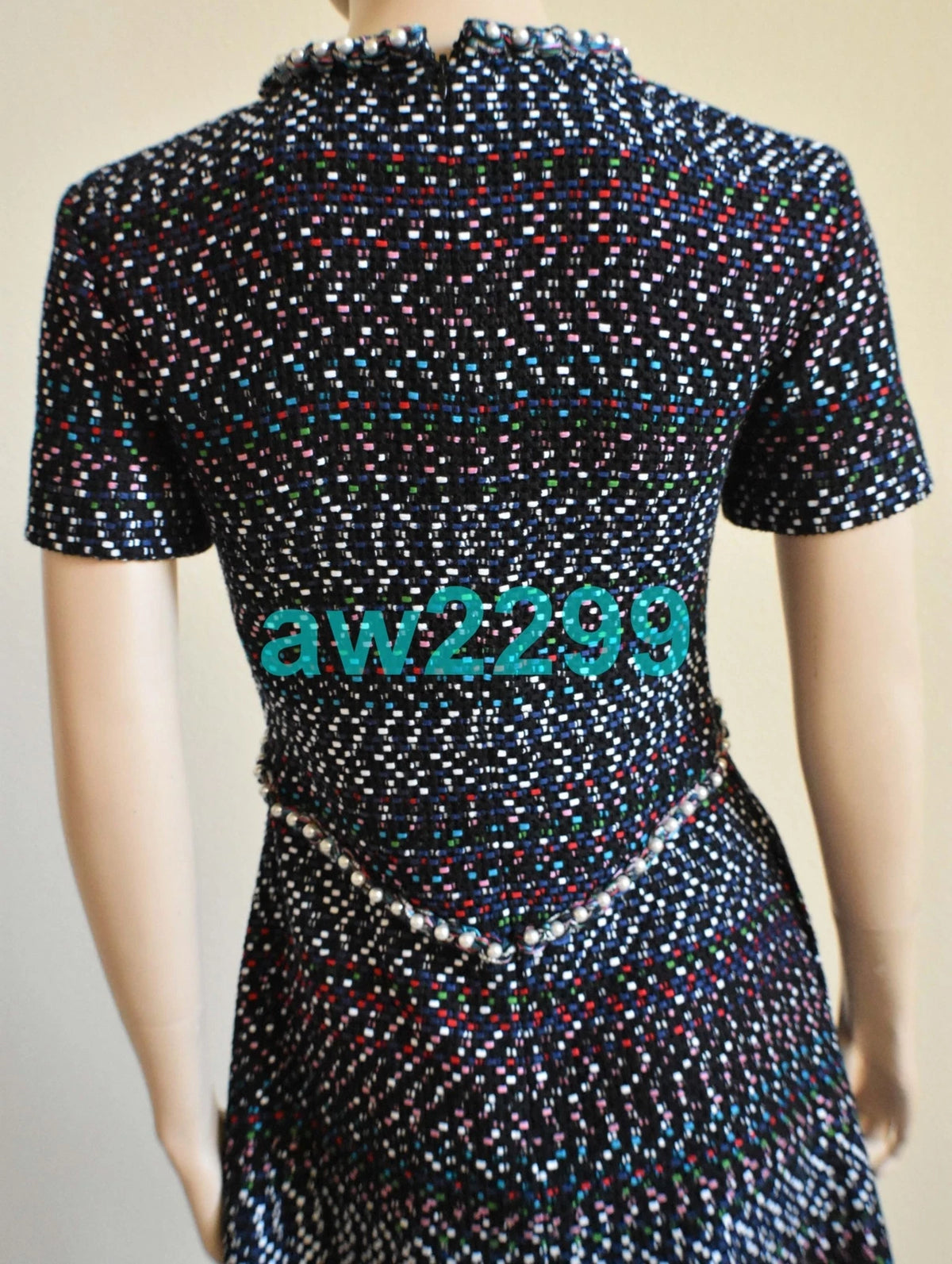 CHANEL MOST WANTED PEARLS TWEED 2017 DRESS MINT MULTI-COLOR 38