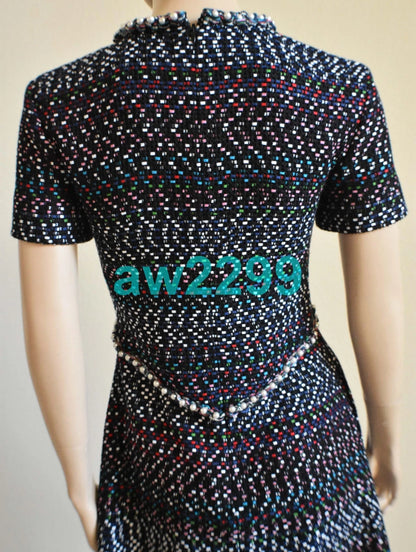 CHANEL MOST WANTED PEARLS TWEED 2017 DRESS MINT MULTI-COLOR 38