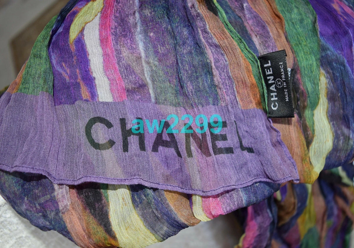CHANEL 2012 MOST WANTED RUNWAY 2 PC MAXI DRESS WITH SCARF CC LOGO MULTI NEW 38