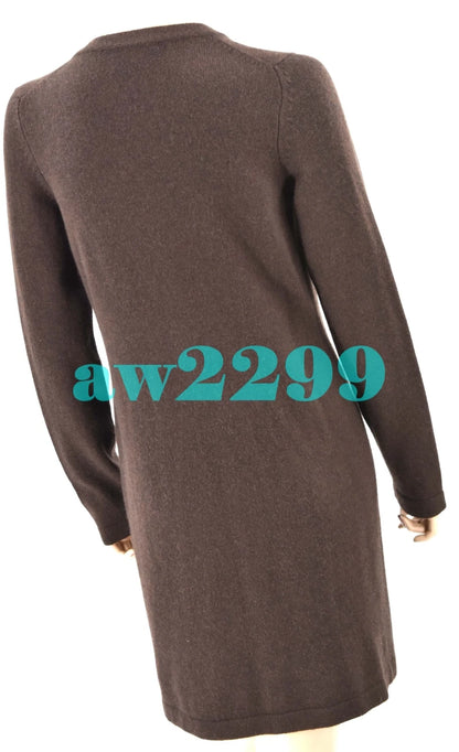 Chanel Logo Turn-Lock 100% Cashmere Sweater Jacket 36 Flawless Brown