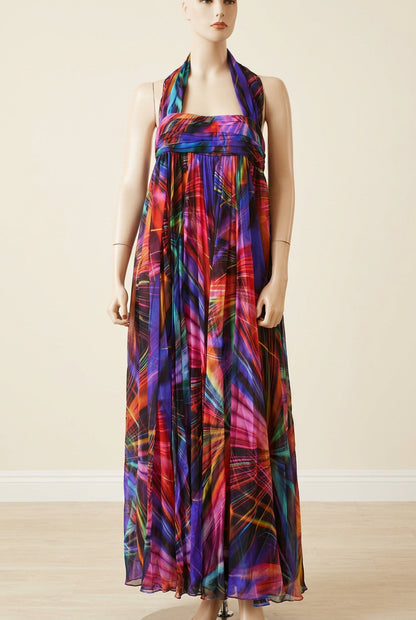 Chanel Most Wanted 2017 Runway Abstract Print Maxi Dress 38 New