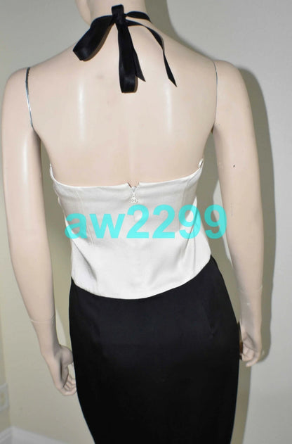 CHANEL MOST WANTED COLOR BLOCK HALTER DRESS 36 CC LOGO NWT