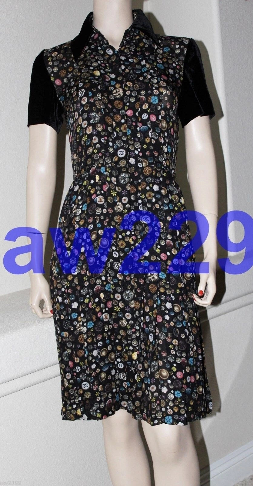 CHANEL nwt Most Wanted 13b Dress cc Logo and Detachable Bow 38 Multi Rare