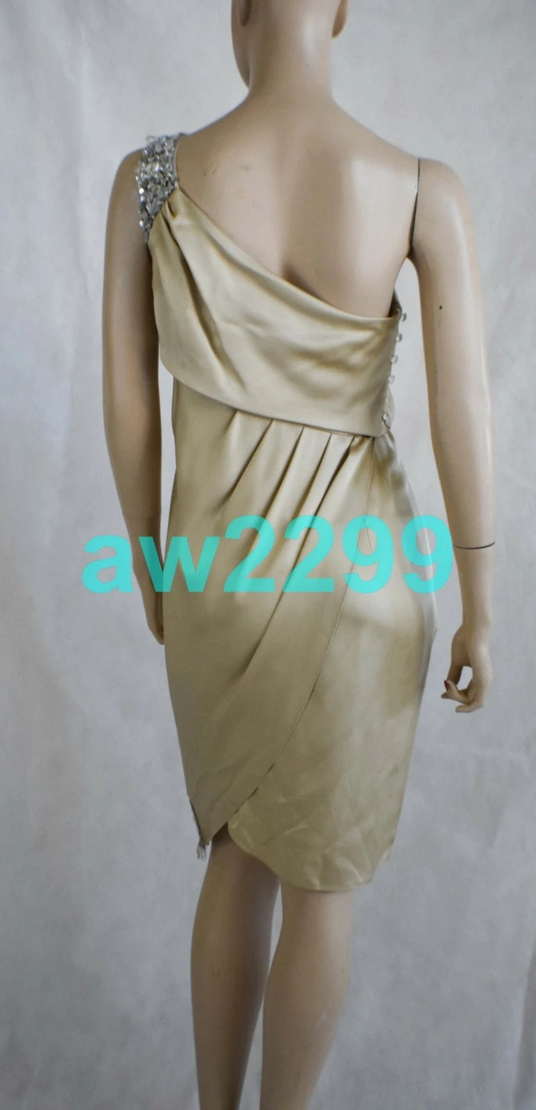 CHANEL $6780 NEW MOST WANTED 2009 CRYSTAL EMBELLISHED DRESS CREST LOGO 38 BEIGE
