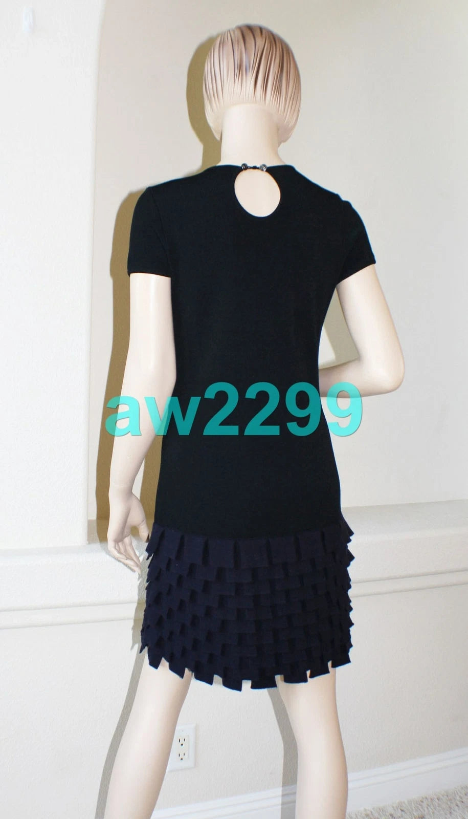 CHANEL MOST WANTED CAP SLEEVE UNIQUE HEM DRESS BLACK & NAVY FR 40 NEW