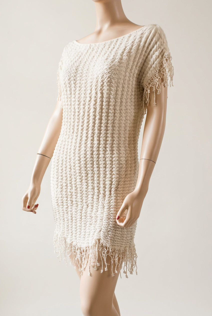 Chanel Most Wanted Cap Sleeve Dangling Cc Logo Dress Ivory 36 Mint