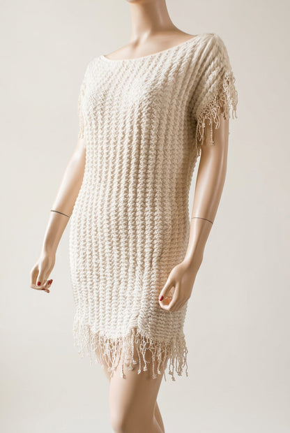 Chanel Most Wanted Cap Sleeve Dangling Cc Logo Dress Ivory 36 Mint