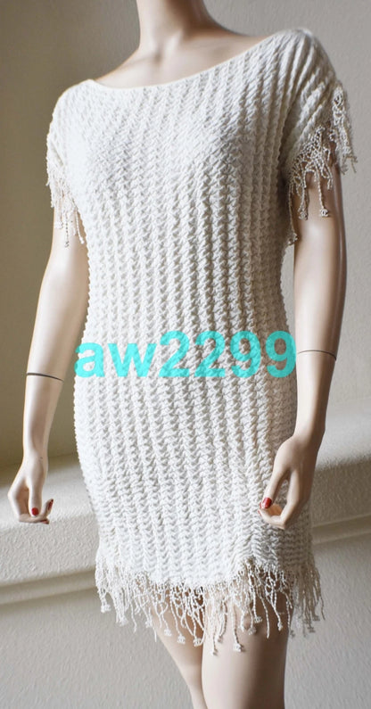 Chanel Most Wanted Cap Sleeve Dangling Cc Logo Dress Ivory 36 Mint