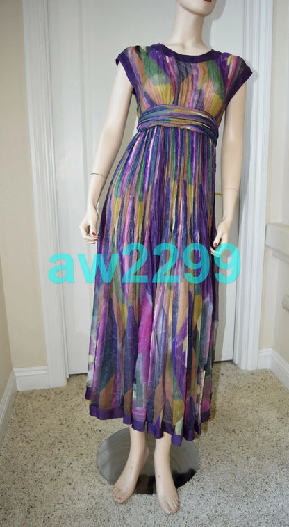 CHANEL 2012 MOST WANTED RUNWAY 2 PC MAXI DRESS WITH SCARF CC LOGO MULTI NEW 38