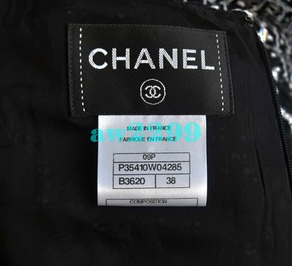 CHANEL 09P SEQUINS RUNWAY TWEED DRESS 38 NEW