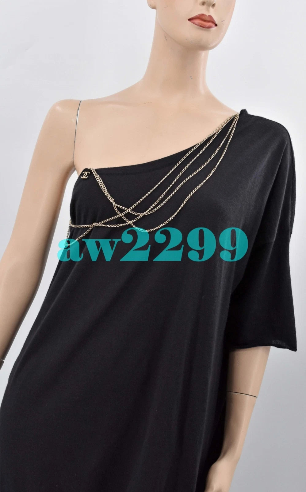 Chanel 08P New Most Wanted Chain-Embellished Cashmere CC Logo Dress 38 Black
