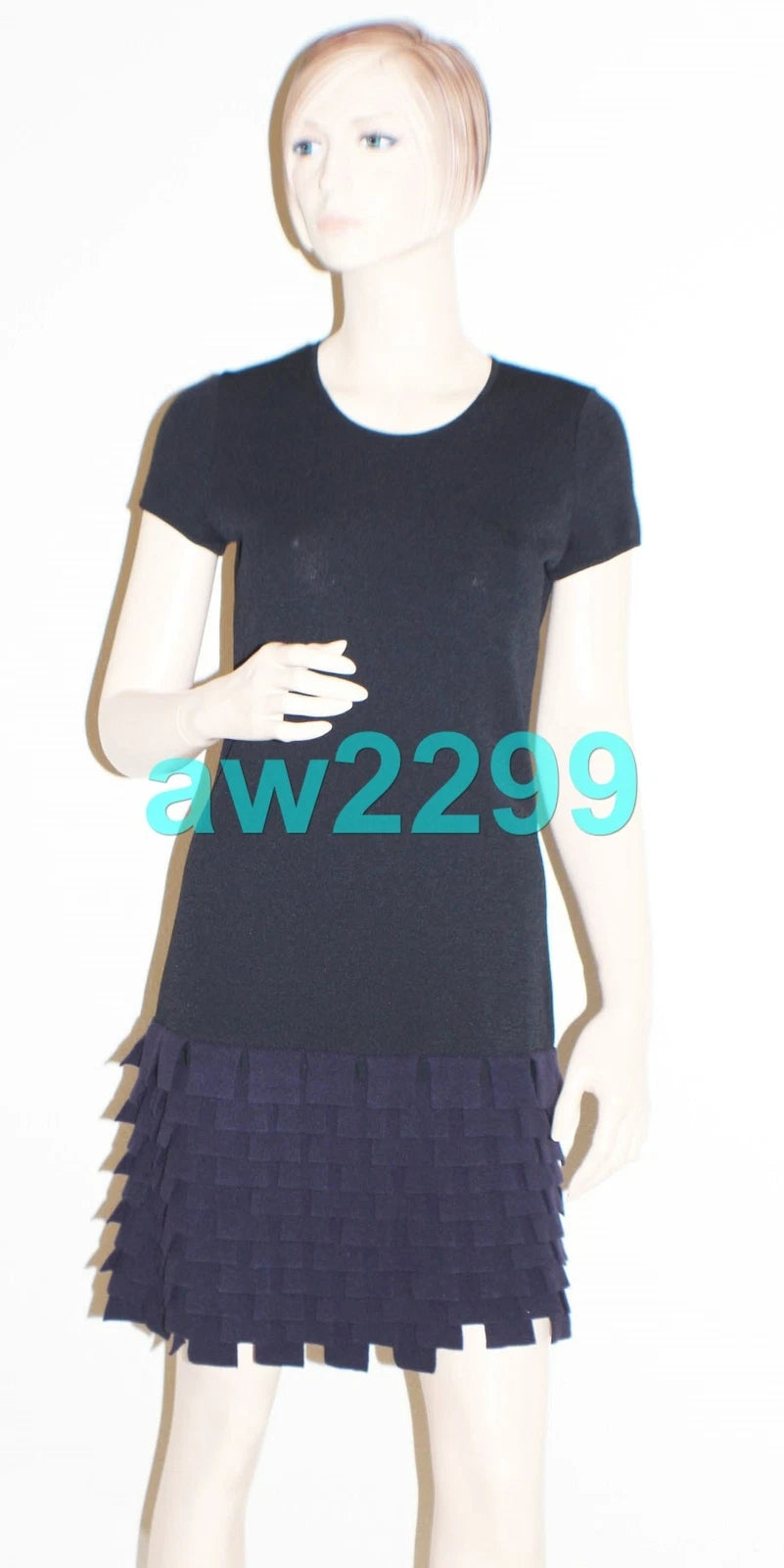CHANEL MOST WANTED CAP SLEEVE UNIQUE HEM DRESS BLACK & NAVY FR 40 NEW