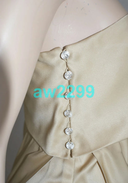 CHANEL $6780 NEW MOST WANTED 2009 CRYSTAL EMBELLISHED DRESS CREST LOGO 38 BEIGE