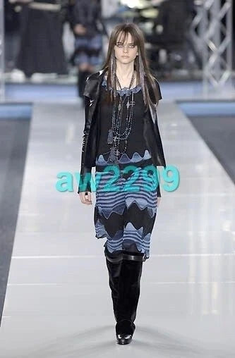CHANEL 02A MOST WANTED DRESS CC LOGO 36 NEW BLUE AND BLACK