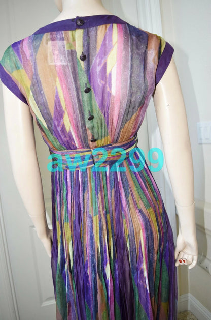 CHANEL 2012 MOST WANTED RUNWAY 2 PC MAXI DRESS WITH SCARF CC LOGO MULTI NEW 38
