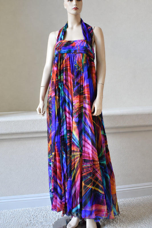 CHANEL 17P NWT MOST WANTED 2017 RUNWAY ABSTRACT PRINT MAXI DRESS 36 NWT