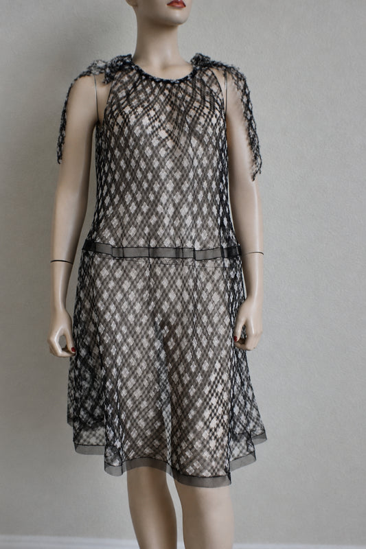 Chanel 2010 Most Wanted Sheer Gingham Runway Silk Dress Rare 38