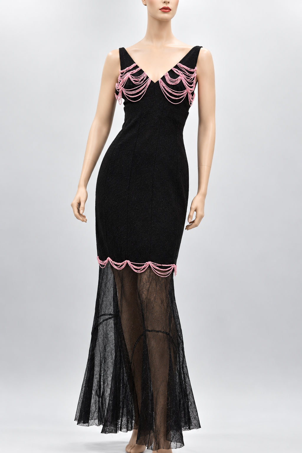chanel 03P NWT $8,980 ICONIC MOST WANTED BEADED RUNWAY MAXI DRESS BLACK 36 38