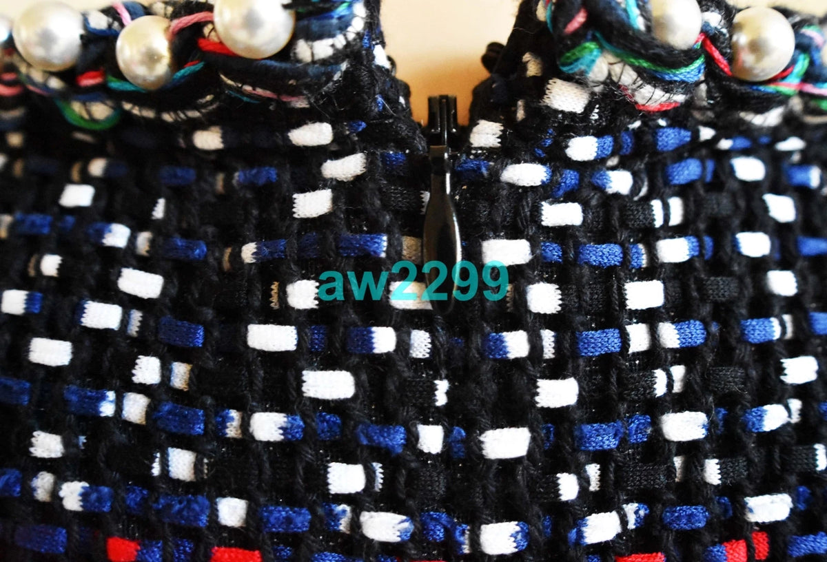 CHANEL MOST WANTED PEARLS TWEED 2017 DRESS MINT MULTI-COLOR 38