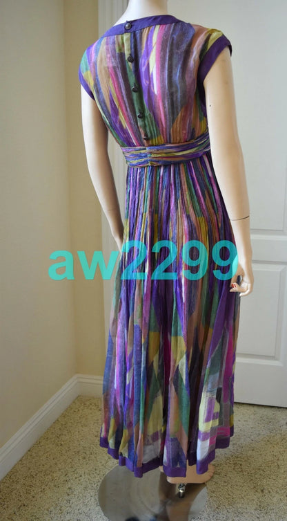 CHANEL 2012 MOST WANTED RUNWAY 2 PC MAXI DRESS WITH SCARF CC LOGO MULTI NEW 38