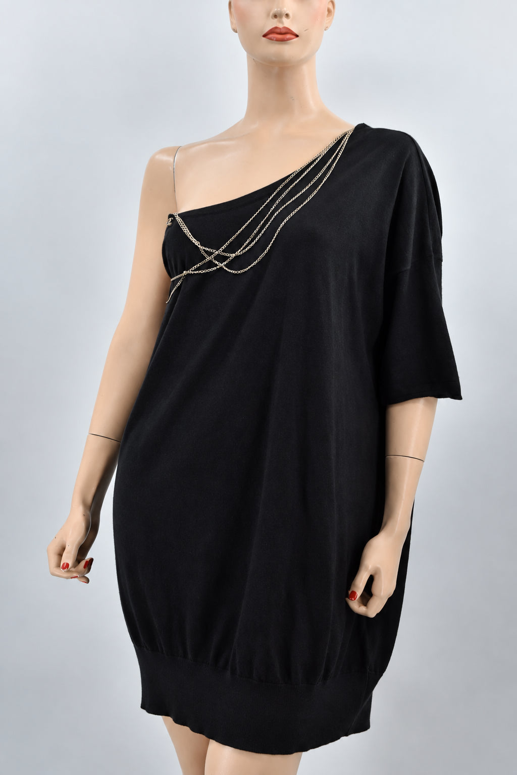 Chanel 08P New Most Wanted Chain-Embellished Cashmere CC Logo Dress 38 Black