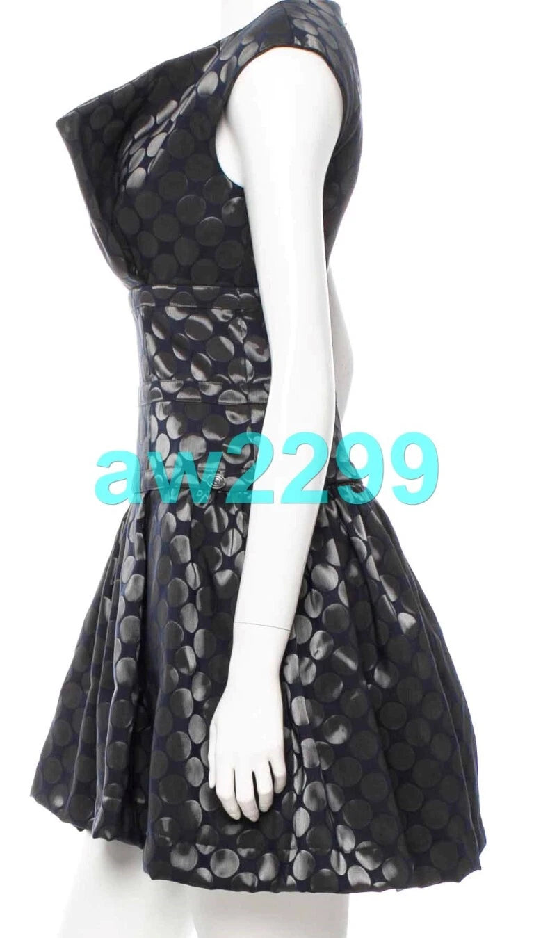 Chanel 14P $5850 Nwt Authentic Most Wanted 2014 Polka Dot Dress 36 Cc Logo Navy