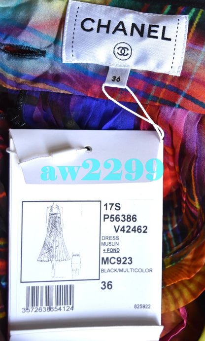 CHANEL 17P NWT MOST WANTED 2017 RUNWAY ABSTRACT PRINT MAXI DRESS 36 NWT
