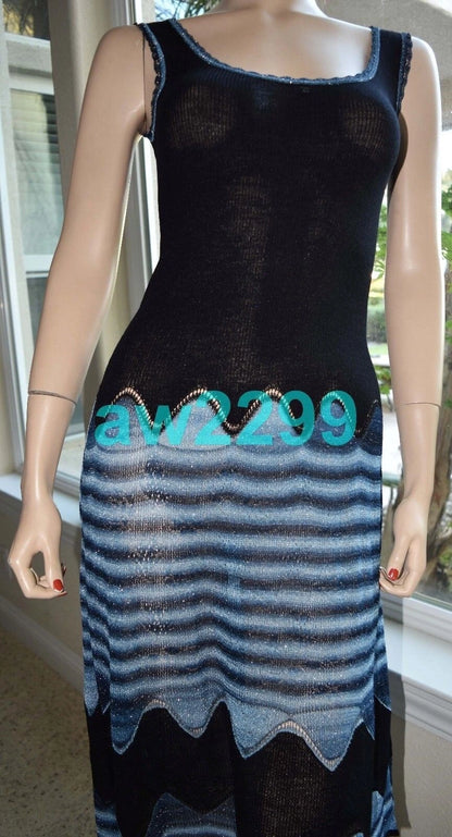 CHANEL 02A MOST WANTED DRESS CC LOGO 36 NEW BLUE AND BLACK