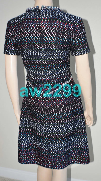 CHANEL MOST WANTED PEARLS TWEED 2017 DRESS MINT MULTI-COLOR 38