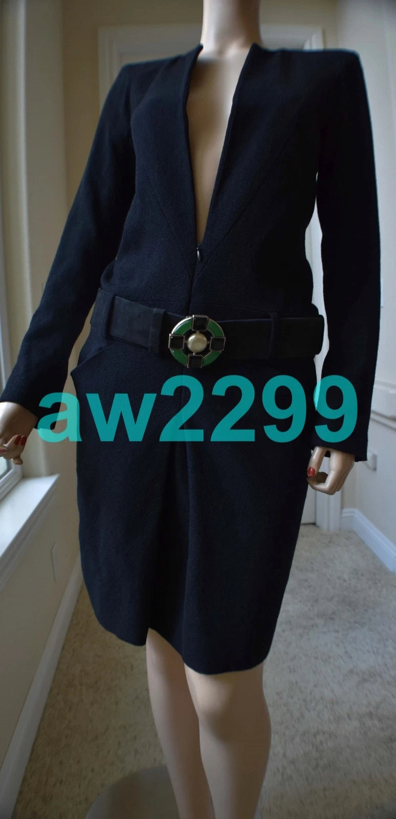 CHANEL 2009 runway adorable gripoix belted dress new black 38