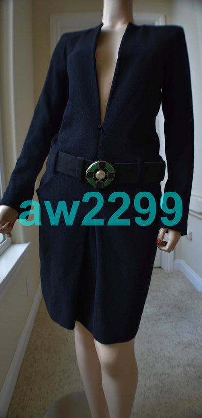 CHANEL 2009 runway adorable gripoix belted dress new black 38